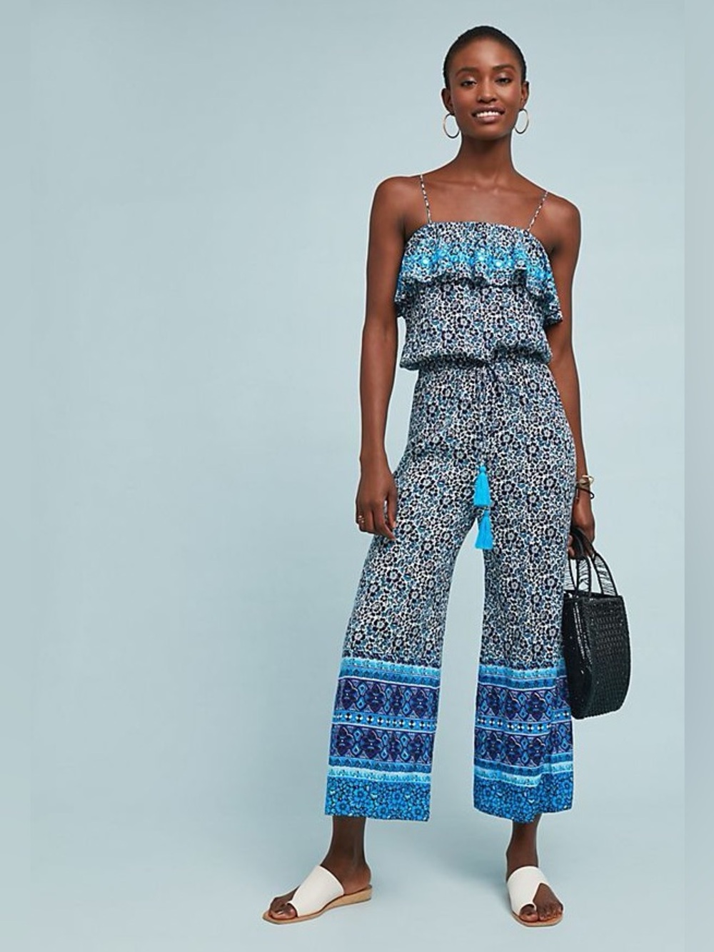 Raga x Anthropologie Blue Lagoon Jumpsuit XS Boho Strapless